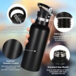 Volhoply 17oz Insulated Water Bottle Bulk 8 Pack,Stainless Steel Kids Water Bottles with Straw Lid,Double Wall Vacuum Metal Water Bottle,Reusable Sports School Flask Keep Cold (Black,8 Set) - Image 3