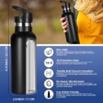 Volhoply 17oz Insulated Water Bottle Bulk 8 Pack,Stainless Steel Kids Water Bottles with Straw Lid,Double Wall Vacuum Metal Water Bottle,Reusable Sports School Flask Keep Cold (Black,8 Set) - Image 4