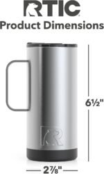 RTIC 16 oz Coffee Travel Mug with Lid and Handle, Stainless Steel Vacuum-Insulated Mugs, Leak, Spill Proof, Hot Beverage and Cold, Portable Thermal Tumbler Cup for Car, Camping - Image 4