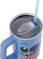 Disney Lilo & Stitch Face Stainless Steel Travel Tumbler With Handle, Leak-Resistant Lid, and Reusable Straw | Holds 40 Ounces - Image 4