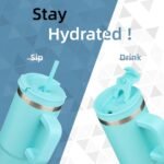 Konokyo 30 oz Tumbler with Handle and 2 Straws,2 in 1 Lid Insulated Water Bottle Stainless Steel Travel Coffee Mug,Turquoise - Image 3