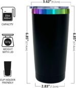 20 oz Tumbler with Lid and Straw Double Wall Vacuum Insulated Travel Coffee Mug Powder Coated Cup for Hot and Iced Drinks (Black,1 pack) - Image 3