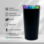 20 oz Tumbler with Lid and Straw Double Wall Vacuum Insulated Travel Coffee Mug Powder Coated Cup for Hot and Iced Drinks (Black,1 pack) - Image 5