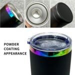 20 oz Tumbler with Lid and Straw Double Wall Vacuum Insulated Travel Coffee Mug Powder Coated Cup for Hot and Iced Drinks (Black,1 pack) - Image 6