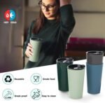Greentainer 4 Pack Plastic Travel Coffee Mug Set, 20 oz Spill Proof Drinking Cups with Lids, Pobtable to Go Camping Coffee Tumbler Reusable Coffee Mugs with Lids, Dishwasher & Microwave Safe - Image 4