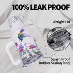 ZNYYZYBA 40 oz Tumbler with Handle and Straw, 40oz Hummingbird Tumbler with Handle Insulated Leak Proof Travel Coffee Mug, Reusable Stainless Steel Tumblers - Image 3