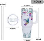 ZNYYZYBA 40 oz Tumbler with Handle and Straw, 40oz Hummingbird Tumbler with Handle Insulated Leak Proof Travel Coffee Mug, Reusable Stainless Steel Tumblers - Image 5