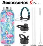 Pandaria Insulated Water Bottle 32oz, Stainless Steel Water Bottle with Straw & Spout Lids & Paracord Handle | with Straw, Spout Lids, Paracord Handle - Image 3