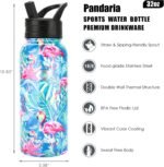 Pandaria Insulated Water Bottle 32oz, Stainless Steel Water Bottle with Straw & Spout Lids & Paracord Handle | with Straw, Spout Lids, Paracord Handle - Image 4