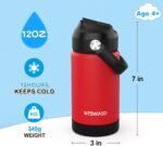 Ntswasd Kids Insulated Water Bottle with Straw,12 oz Kids Cups with Stainless Steel Leak Proof for School Daycare Boys Girls(Red) - Image 3