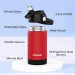 Ntswasd Kids Insulated Water Bottle with Straw,12 oz Kids Cups with Stainless Steel Leak Proof for School Daycare Boys Girls(Red) - Image 5