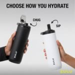 ZULU Base 32oz Stainless Steel Water Bottle with 3 Lids- Straw, Chug, Twist | Double Walled and Vacuum Insulated Metal Thermos | For Gym, Outdoor, Built in Carry Loop, Dishwasher Safe, Black - Image 6