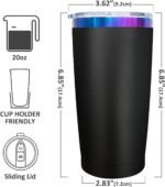 Metalya 20 oz Tumbler Stainless Steel Tumbler with Lid and Straw, Double Wall Vacuum Insulated Travel Coffee Mug for Laser Engrave, Powder Coated Cup for Hot and Cold Drinks (Black,1 pack) - Image 3