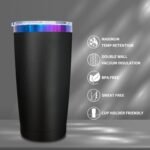 Metalya 20 oz Tumbler Stainless Steel Tumbler with Lid and Straw, Double Wall Vacuum Insulated Travel Coffee Mug for Laser Engrave, Powder Coated Cup for Hot and Cold Drinks (Black,1 pack) - Image 4