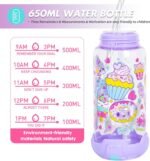 YOYTOO Kids Water Bottle with Straw/Lanyard for School Kids Girls Boys, 22oz BPA Free Child Drinking Water Bottle One-Click-Open Leak-Proof Locking Flip Lid for School Sport Travel - Image 4