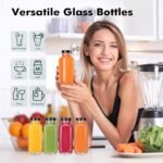 15 Pack 8 oz Glass Juice Bottles with Black Lids & Labels, Reusable Travel Juice Storage Containers, Clear Glass Drink Jars for Juicing, Water, Ginger, Wellness Shots - Leakproof, Dishwasher Safe - Image 3