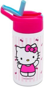 Hello Kitty Stainless Steel Water Bottle Set - Bundle of 14oz Reusable Canteen for Home, School & Sports, Sticker, Tattoos, More | HK Bottle & Straw - Image 3
