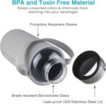 SHOW INGENUITY 48 OZ Borosilicate Glass Water Bottle BPA Free Reusable Glass Drinking Bottle with Neoprene and Stainless Steel Lid - Image 4