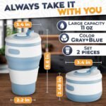 2-Pack Сollapsible Cups for Traveling Reusable – 12oz Leakproof Coffee Travel Mug, Silicone, Foldable & Portable for Hiking, Camping, Office | Lightweight Collapsible Coffee Cups for Outdoor Use - Image 3