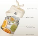 SANDJEST Glass Water Bottle with Silicone Sleeve and Straw Lid 20oz for Girls Women, Glass Drinking Bottles for Travel Home Gym Sports (Ivory Cream) - Image 3