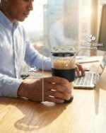 cicike 14oz Double Walled Glass Coffee Tumbler with Full Glass Lid & Silicone Sleeve - Non-Slip Insulated Travel Mug with Protective Bottom Bumper - 100% Plastic-Free - Image 5