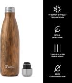 S'well Stainless Steel Water Bottle, 17oz, Teakwood, Triple Layered Vacuum Insulated Containers Keeps Drinks Cold for 36 Hours and Hot for 18, BPA Free, Perfect for On the Go - Image 5