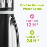 Mollcity 9 oz Water Bottle Stainless Steel Double Wall Vacuum Insulated Sports Water Bottle for Kids, Small Mini Cola Shape Water Bottle Leak Proof (Black-Silver) - Image 3