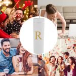 momocici Personalized 16 oz Initial White Matte Skinny Tumbler with Lid and Straw.Customized Letter R Slim Monogrammed Tumbler.Double Walled Plastic Cup for Smoothie Tea Iced Coffee. - Image 8