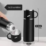 Insulated Water Bottle Travel Coffee Mug Stainless Steel Vacuum Flask Coffee Cups Water Flask for Hot and Cold Drinks 16.23 oz/480ml（Black） - Image 3