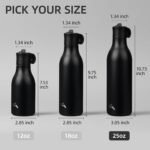 25oz Stainless Steel Water Bottle with Straw, Insulated Metal Travel Water Bottle, Reusable and Leak Proof, BPA Free, Double Wall Design, Black - Image 5