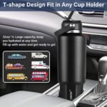 HYDROWION 32 oz Insulated Water Bottle, Car Water Bottle Holder - Double Wall Vacuum Insulated Travel Bottle with Straw Lid, Spout Lid and Flex Cap - Cold for 24H, Hot for 12H, Black - Image 3