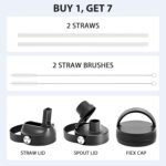 HYDROWION 32 oz Insulated Water Bottle, Car Water Bottle Holder - Double Wall Vacuum Insulated Travel Bottle with Straw Lid, Spout Lid and Flex Cap - Cold for 24H, Hot for 12H, Black - Image 5