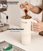 WAGENSTEIGER ERSTEBAHNHOF Alpine Insulated Tumbler Ceramic-Coated Travel Mug with Handle, Twist Lid, and Reusable Straw – Double-Wall Vacuum, Leakproof, Eco-Friendly Smoothie & Coffee Cup (Cream) - Image 3