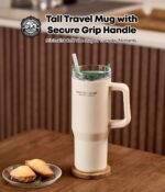WAGENSTEIGER ERSTEBAHNHOF Alpine Insulated Tumbler Ceramic-Coated Travel Mug with Handle, Twist Lid, and Reusable Straw – Double-Wall Vacuum, Leakproof, Eco-Friendly Smoothie & Coffee Cup (Cream) - Image 5