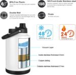 Sursip 1 Gallon Insulated Water Jug wtih Straw, Stainless Steel Large Sports one Gallon Water Bottle for Travel, Hiking, Camping 128 oz(Black) - Image 3