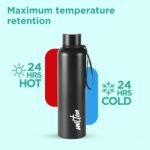 Milton Thermosteel Aura 1000, Double Walled Vacuum Insulated Thermos 1000 ml,1.05 Ltr | 24 Hours Hot and Cold Water Bottle,Stainless Steel, BPA Free,Leak Proof Black - Image 5