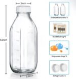 2 Pack 32 OZ Glass Milk Bottles with 2 Pour Spout Lids & 2 Nut Milk Bags & 2 Airtight Caps, Reusable Glass Bottles, Breast Milk Pitcher, Syrup, Honey, Water Jug, Juice Container for Refrigerator - Image 3