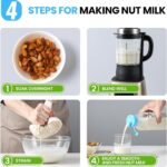 2 Pack 32 OZ Glass Milk Bottles with 2 Pour Spout Lids & 2 Nut Milk Bags & 2 Airtight Caps, Reusable Glass Bottles, Breast Milk Pitcher, Syrup, Honey, Water Jug, Juice Container for Refrigerator - Image 5