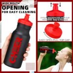 Hushee 12 Pack Cheer Water Bottle Squeeze Bulk 20 oz Cheerleader Reusable Plastic Sports Water Bottles with Pull Top Cap Coach Gift for Team Party Supplies Gym Party Supplies(Black and Red) - Image 4