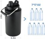 1 Gallon Water Jug Bottle Insulated, 128oz Stainless Steel Water Bottle Jug Wide Mouth Double Vacuum Dishwasher Safe BPA Free for Hot & Cold Drinks Black - Image 3