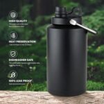 1 Gallon Water Jug Bottle Insulated, 128oz Stainless Steel Water Bottle Jug Wide Mouth Double Vacuum Dishwasher Safe BPA Free for Hot & Cold Drinks Black - Image 4