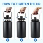 1 Gallon Water Jug Bottle Insulated, 128oz Stainless Steel Water Bottle Jug Wide Mouth Double Vacuum Dishwasher Safe BPA Free for Hot & Cold Drinks Black - Image 5