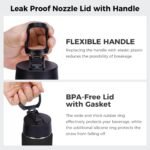 Neihepal 22 oz Insulated Water Bottles Bulk, Stainless Steel Water Bottles Bulk with Leak Proof Straw Lid, Wide Mouth Double Walled Vacuum Keeps Cold and Hot(Black,8 Pack) - Image 6