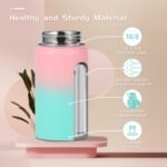 Volhoply 14oz KIds Water Bottle with Straw Lid and Silicone Boot Bulk 2 Pack,Stainless Steel Insulated Cups for Boys & Girls Multipack,Double Wall Vacuum Leakproof Bottles(Mix,2) - Image 4