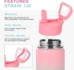 Volhoply 14oz KIds Water Bottle with Straw Lid and Silicone Boot Bulk 2 Pack,Stainless Steel Insulated Cups for Boys & Girls Multipack,Double Wall Vacuum Leakproof Bottles(Mix,2) - Image 5