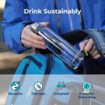 Bluevua Glass Water Bottle, 18 Oz High Borosilicate Glass with Time Marker, and Stainless Steel Leak Proof Lid, Compatible With RO100ROPOT-Travel Reverse Osmosis System - Image 5