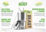 Beast 30 oz Tumbler Stainless Steel Vacuum Insulated Coffee Ice Cup Double Wall Travel Flask (Stainless Steel) - Image 3
