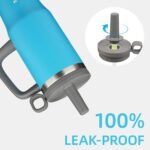 BJPKPK 32oz Stainless Steel Insulated Tumbler with Handle and Straw Travel Coffee Mug Thermal Cups with Lid,Reef Blue - Image 4