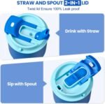 13.5oz Kids Insulated Tumbler with Straw,2 Pack Kids Insulated Water Bottle Stainless Steel Double Wall Vacuum Tumbler with 2 in 1 Sip/Swig Lids,Leak Proof Water Bottle for School(Black-Blue) - Image 5