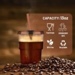 Luxfuel 13oz Tumbler Water Glass Cups with Straw and Lid, Reusable Iced Coffee Cups, Iced Tea, Sealed Carry-On Glass Tumbler for Travel, Home, Office, Party and Outdoor (Amber 2 Pack) - Image 4